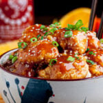 orange chicken in a bowl