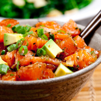 Salmon Poke in a Bowl with Avocado