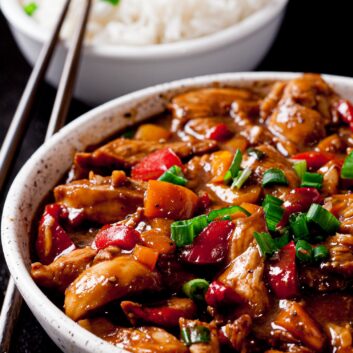 Kung Pao Chicken in a Bowl with Rice