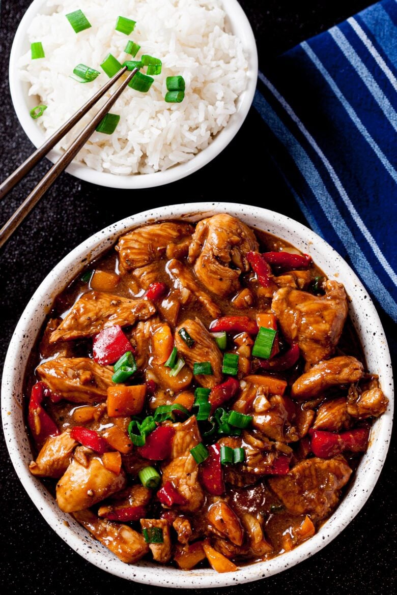 Kung Pao Chicken in a Bowl with Rice