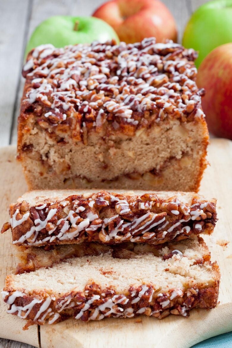 sliced apple streusel bread