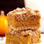 two pumpkin pie bars stacked on top of each other