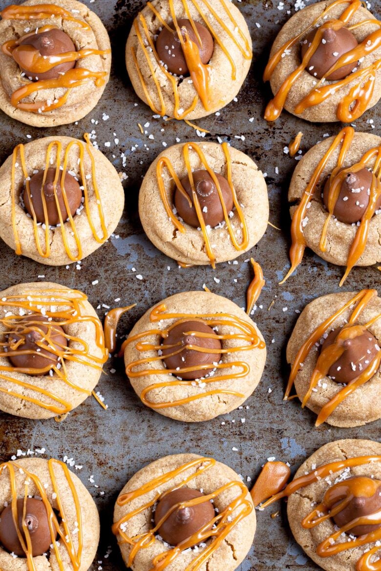 Salted Caramel Brown Butter Kiss Cookies