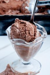homemade chocolate ice cream in a dish