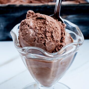 homemade chocolate ice cream in a dish