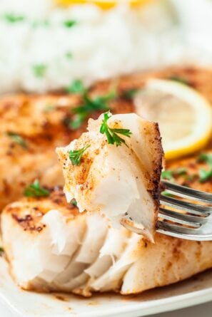 easy lemon butter fish on a plate