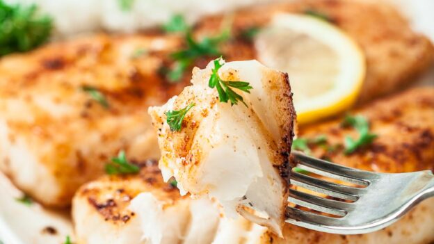 easy lemon butter fish on a plate