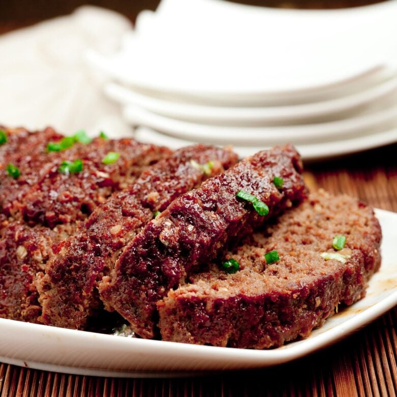 sliced pieces of teriyaki meatloaf