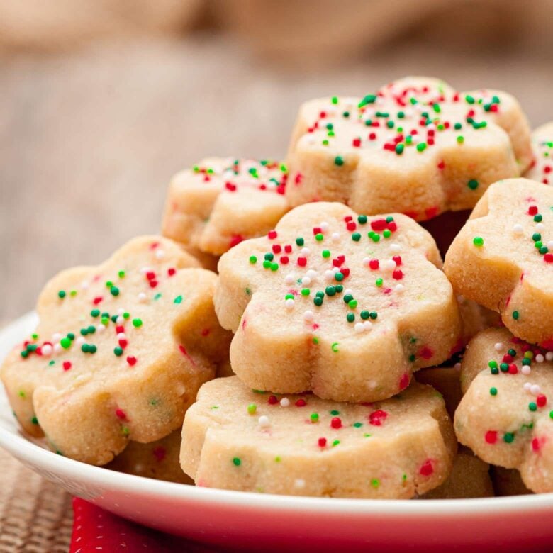 shortbread cookies with colorful sprinkles.