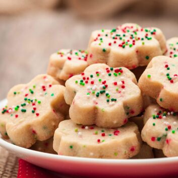 shortbread cookies with colorful sprinkles.