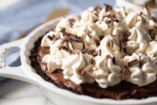 Chocolate pie with whipped cream