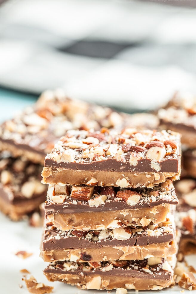homemade almond roca, toffee candy, toffee candies