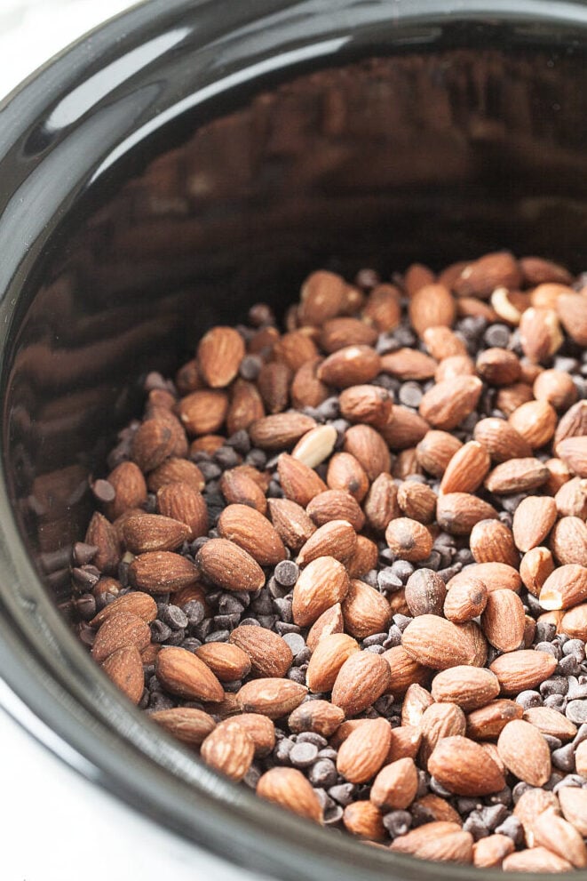 chocolate almond clusters in crock pot