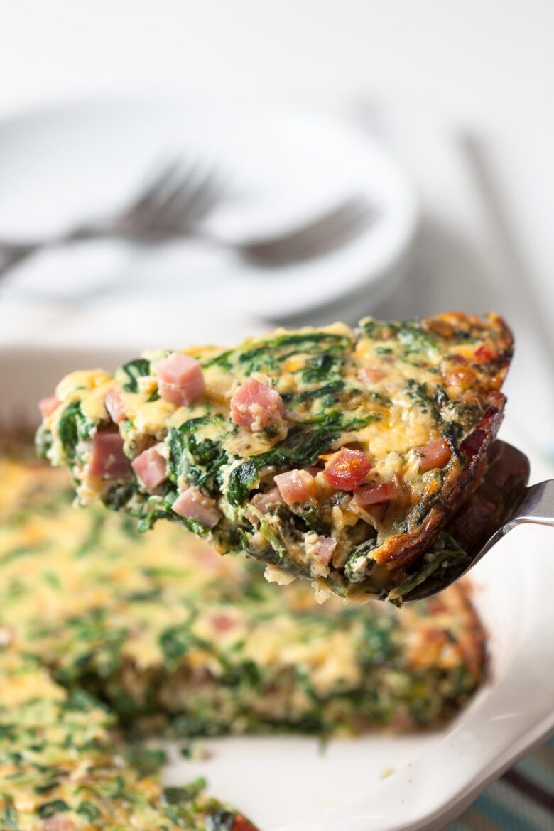 crustless quiche slice