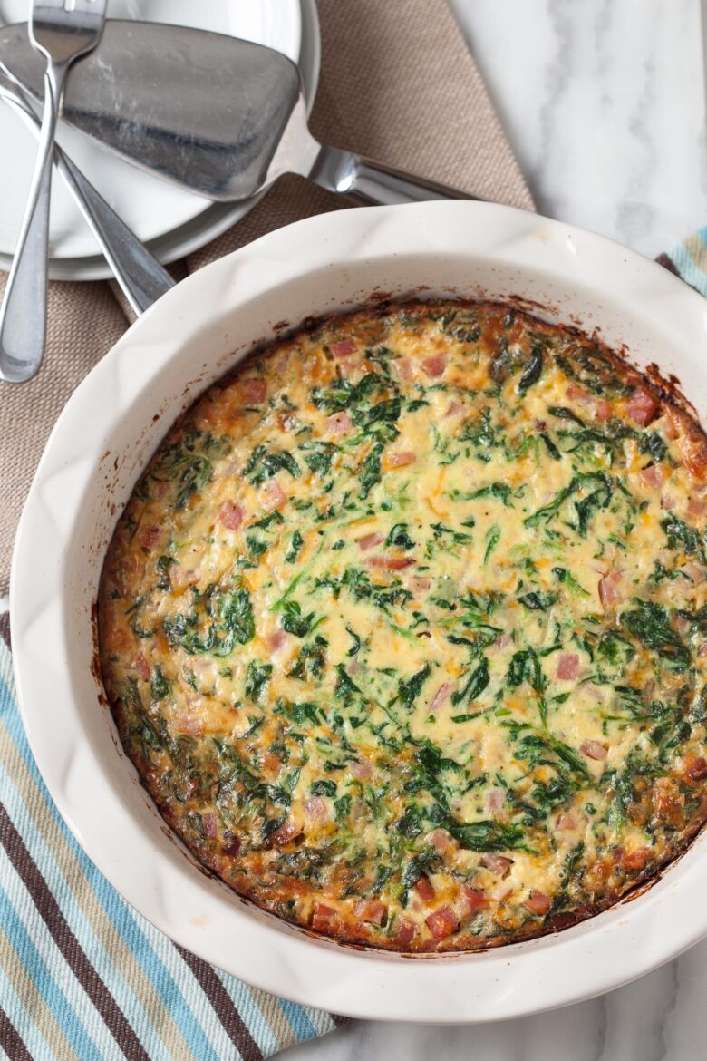 crustless quiche with spinach and ham
