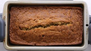 banana bread in loaf pan