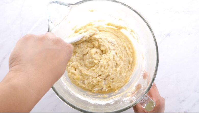 Banana Bread Dry and Wet Ingredients Combined