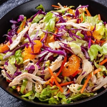 Chinese Chicken Salad on a black plate