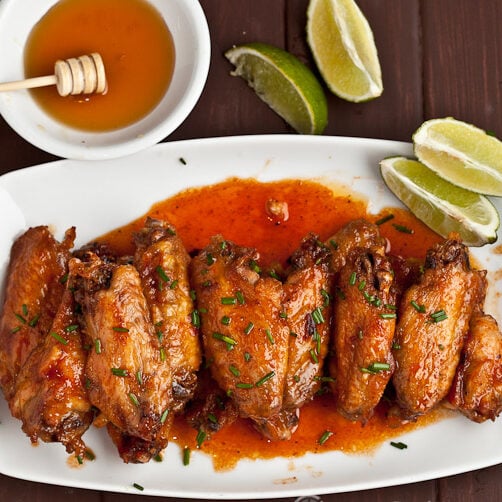 crispy oven baked chicken wings on a platter 