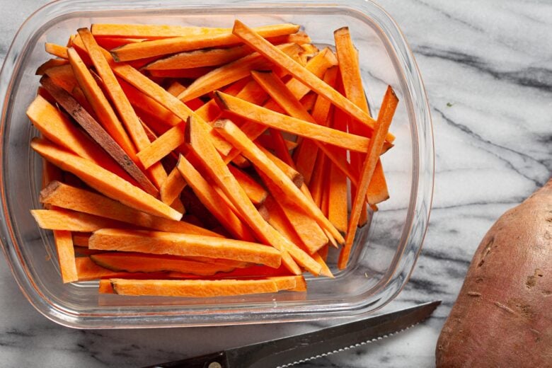 sweet potatoes in a baking dish