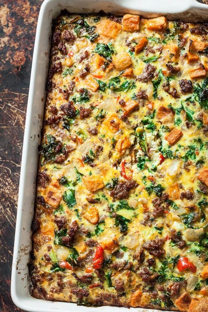 Sweet Potato Sausage Breakfast Casserole | Chew Out Loud