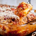 Baked Ravioli Casserole in a dish.