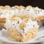 a slide of the best banana cream pie on a plate