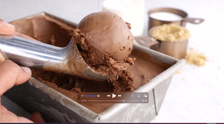 Chocolate Ice Cream Scoop From Pan