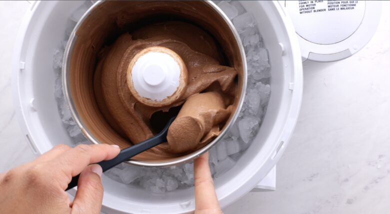 Chocolate Ice Cream in Machine