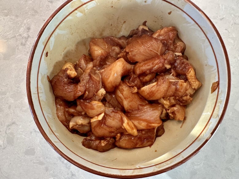 sliced chicken in a bowl