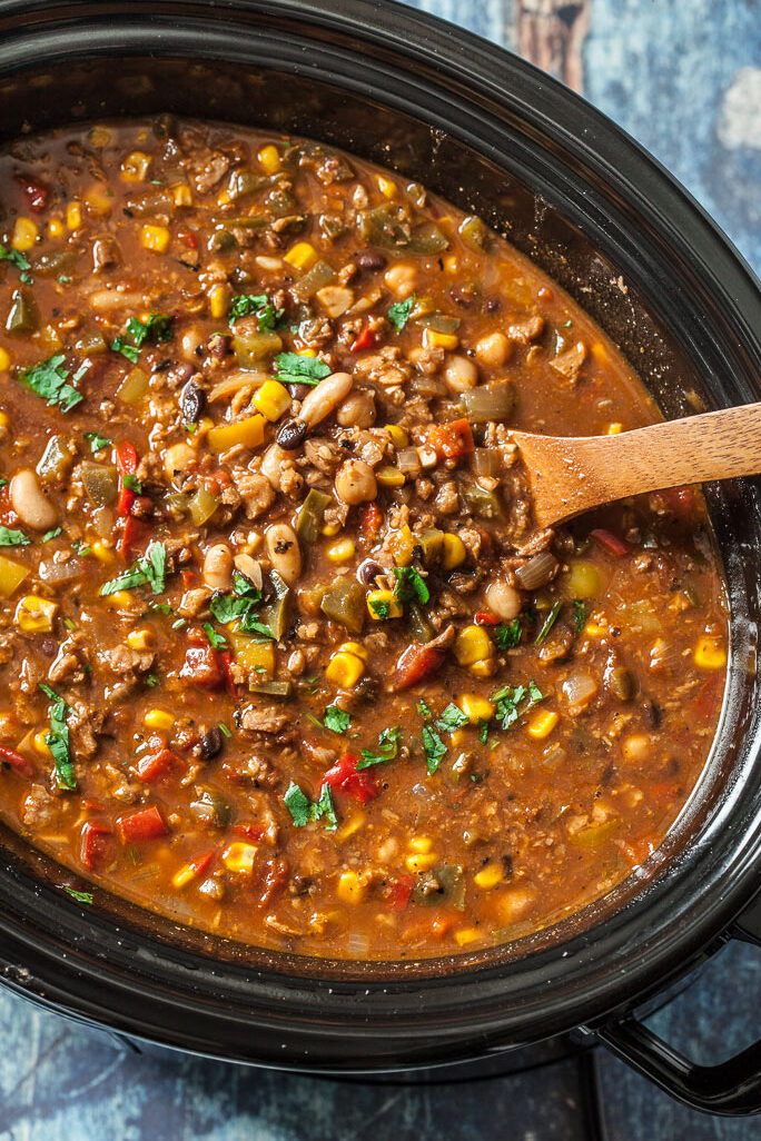 Easy 3-Quart Slow Cooker Veggie Chili Recipe • A Weekend Cook®