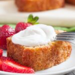 Pineapple cake with whipped cream and strawberries