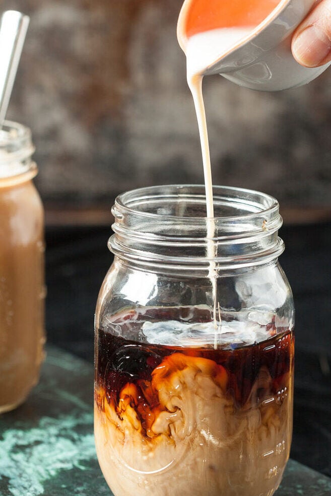 thai iced coffee recipe being made