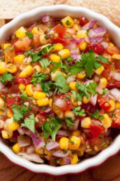 Corn salsa in a dish