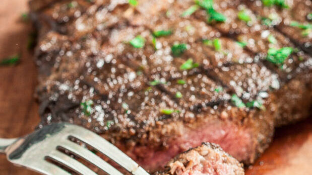 marinated ribeye steak cooked medium rare