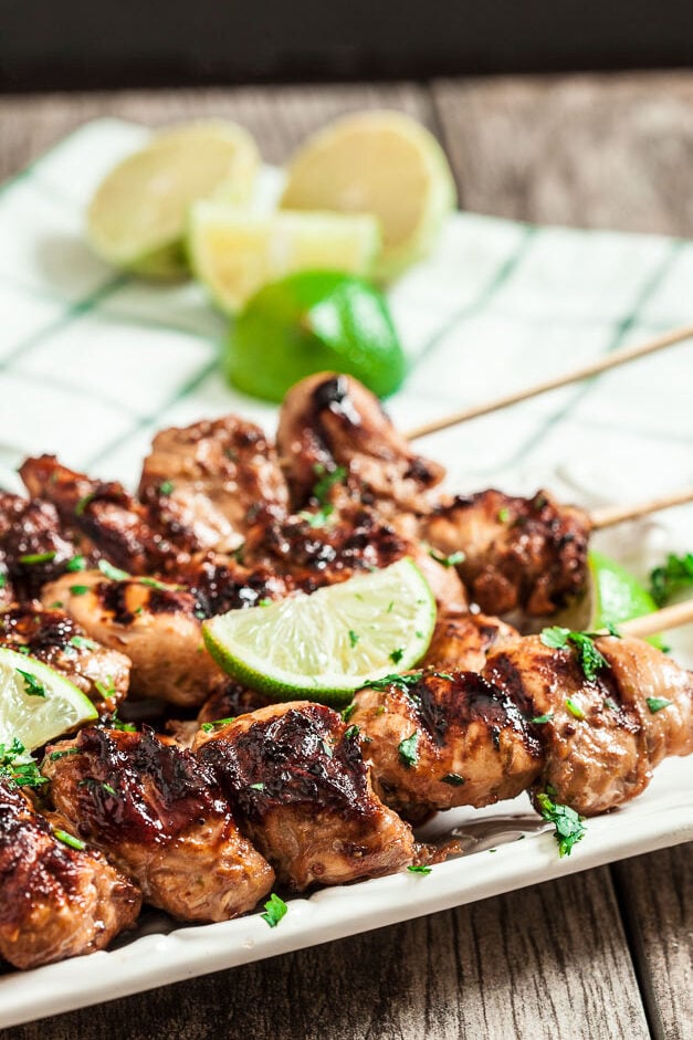 Skewered fish and lime kebabs