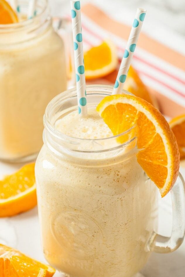 Orange Julius in cup with straw