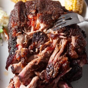 smoked pork butt or pork shoulder on a plate