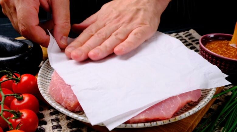 pat dry pork chops with paper towel