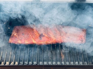 smoked ribs cooking