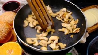 sauteed mushrooms in a pan