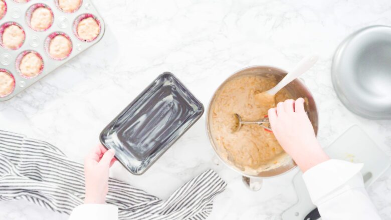 batter poured into loaf pan