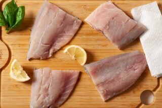 raw white fish fillets.