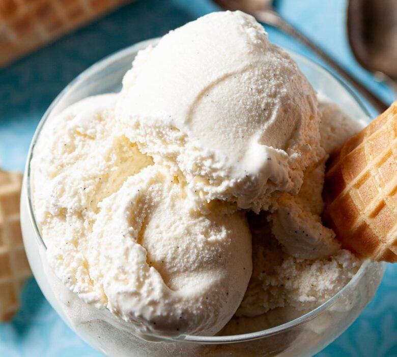 vanilla bean ice cream in a cup