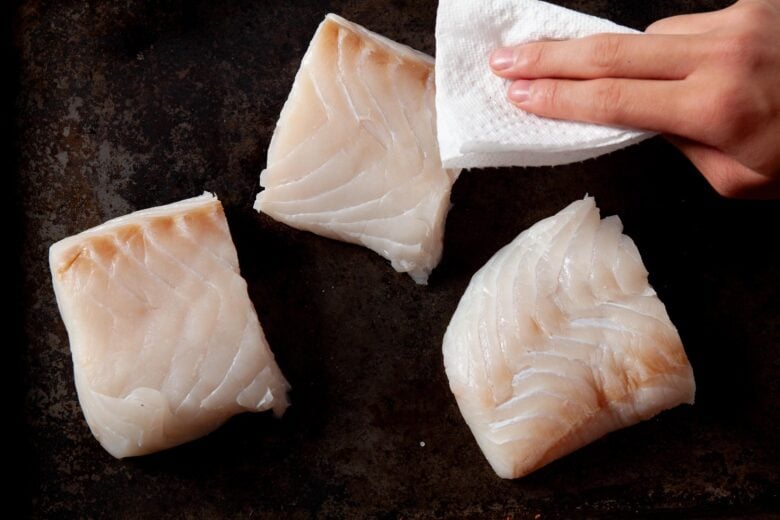 raw halibut fillets