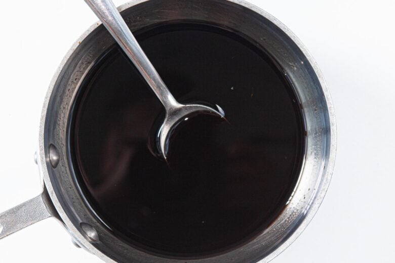 balsamic vinegar in a pot being reduced