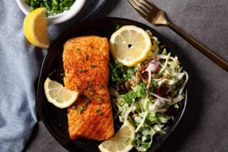 air fryer salmon on plate