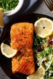 air fryer salmon on plate