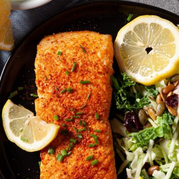 air fryer salmon on plate