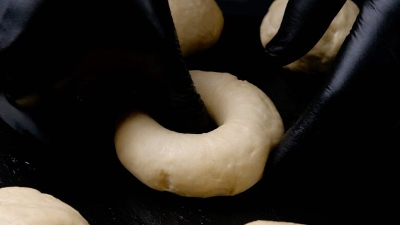 Bagel Dough Being Formed.